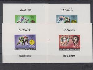 RAS AL KHAIMA 4 SHEETS DELUXE OLYMPIC GAMES SPORTS