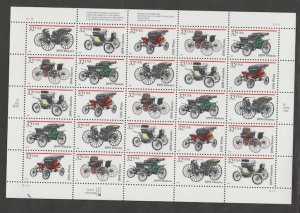 U.S. Scott #3019-3023 Antique Automobile Stamps - Mint NH Sheet - LR Plate