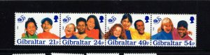 Gibraltar #716  (1996 UNICEF strip of four) VFMNH CV $5.00