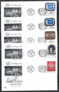 UNITED NATIONS NEW YORK 1951 Complete First Set Each Art Craft U/A FDCs Sc1-11