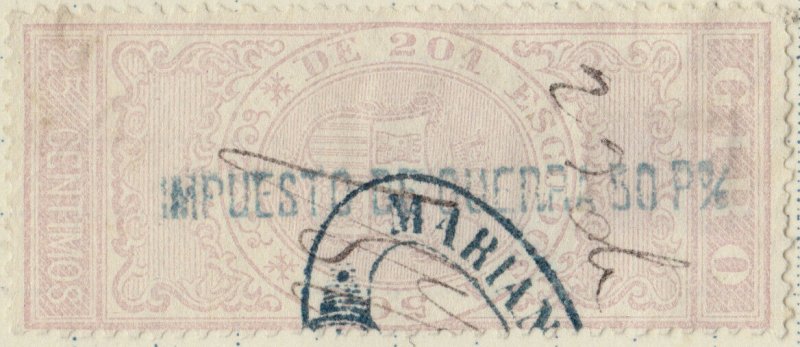 ESPAGNE / SPAIN / ESPAÑA 1875 Fiscal (GIRO) 25 cent. sobrecarga IMPto de GUERRA