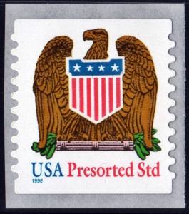 SC#3271 (10¢) Eagle & Shield Coil Single (1998) SA