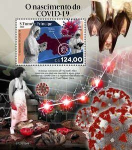 Sao Tome & Principe 2021 MNH Medical Stamps Corona Bats Wild Animals 1v S/S