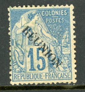 Reunion 1891 French Colonial Overprint 15¢ Blue Mint T499