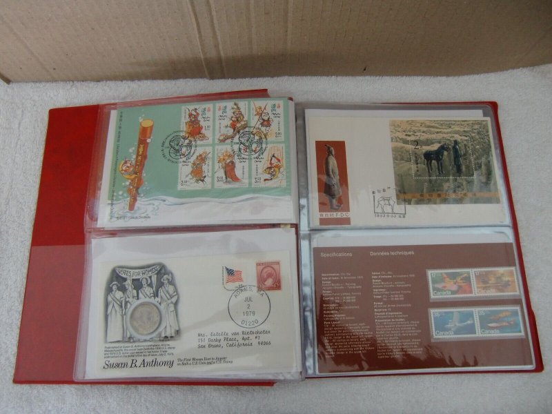 **New 100 First Day Covers & Postcards Album (Red) Great for Your collections.