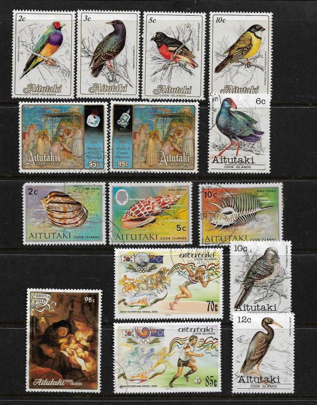 AITUTAKI  MINT AND USED LOT, BIRDS, SEA SHELLS