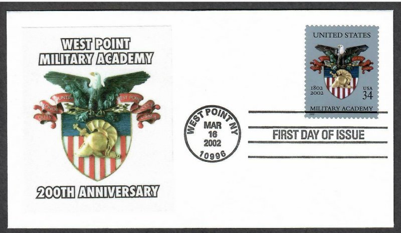 US # 3560 West Point Anniversary - Lakestamps Silk Cachet FDC - I Combine S/H