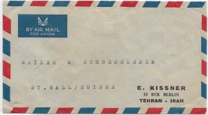 Tehran, Iran to St Gall, Switzerland 196x Airmail	(52507)