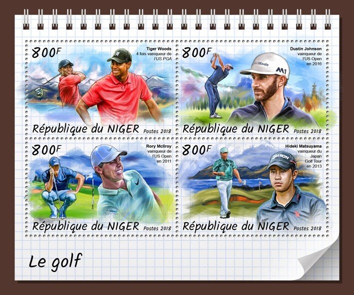 NIGER - 2018 - Golf - Perf 4v Sheet - Mint Never Hinged
