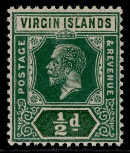 BRITISH VIRGIN ISLANDS GV SG80, ½d green, M MINT. Cat £16. DIE II SCRIPT WMK