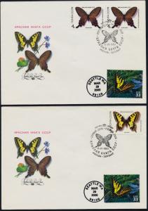 USSR (Russia) 5525 pair-9 + USA 3378h on cover - Butterflies