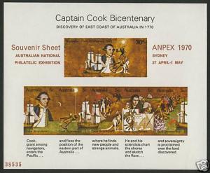 Australia 482a o/p MNH Captain James Cook, Anpex 1970