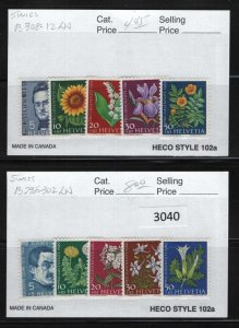 (3040) Switzerland Scott B308-12, B298-302 MNH