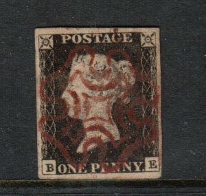 Great Britain #1 Used Fine - Very Fine With Full Margins