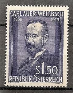 AUSTRIA  595 MNH 1954 Welsbach, Carl Auer von-CHEMIST