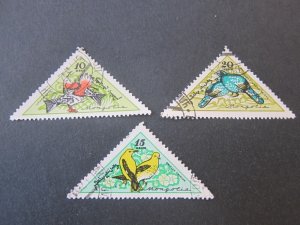 Mongolia 1961 Sc 215-17 bird FU