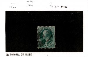 United States Postage Stamp, #136 Used, 1870 Washngton (AC)