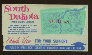 South Dakota Game Fish & Parks Park User's License Window Sticker Parking Pass