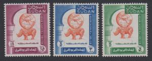 Sudan Rhinoceros carrying Globe 3v SG#146/48 SC#121-23