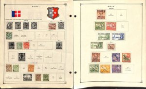 Malta Stamp Collection on 6 Scott International Pages, 1860-1954 (AG)