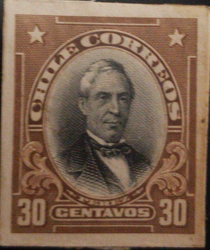 J) 1910 CHILE, JOSE JOAQUIN PEREZ, AMERICAN BANK NOTE, DIE PROOF, IMPERFORATED