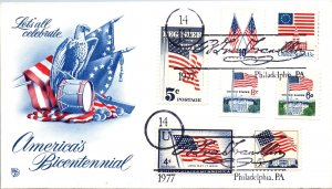 US EVENT COVER CACHETED AMERICA'S BICENTENNIAL (7) DIFFERENT FLAG STAMPS 1977