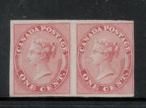 Canada #14a Mint Fine - Very Fine Imperf Pair Ungummed **With Certificate**