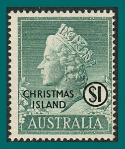 Christmas Island 1958 Queen Elizabeth, $1 MNH #10,SG10