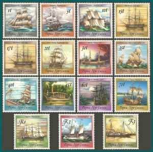 Papua New Guinea 1987 - 1988 Ships, MNH  #663-676A,SG543-SG557