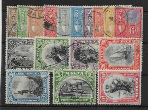 MALTA SG193/209 1930 POSTAGE & REVENUE DEFINITIVE SET USED