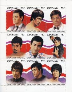 Tanzania 1992 MNH Bruce Lee Martial Arts 9v M/S Actors Celebrities Stamps 