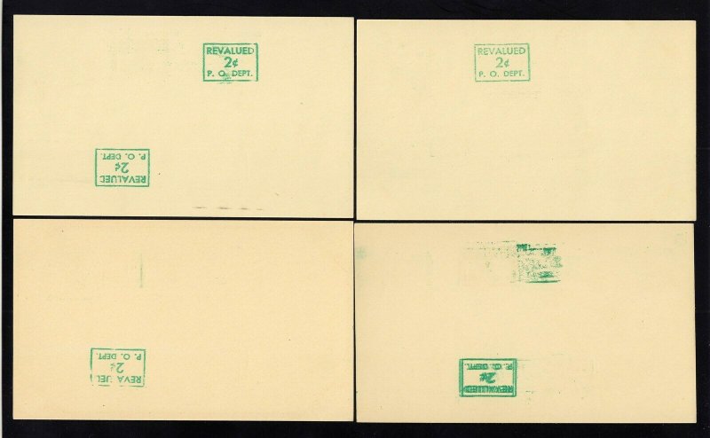 UX39 Mint ERROR Postal Cards 4 Cards 5-SURCHARGE ERRORS each
