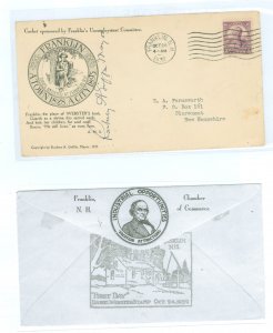 US 725 1932 3c Daniel Webster first day cover autographed by the mayor of Franklin, NH with cachets by the Chamber of Commerce a