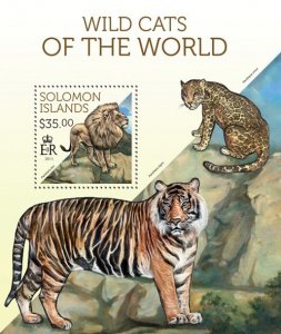 SOLOMON IS. - 2013 - Wild Cats of the World - Perf Souv Sheet -Mint Never Hinged