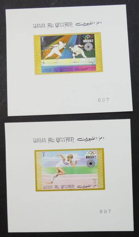 EDW1949SELL : UMM AL QUWAIN Scarce Cplt set of 1972 Olympics Deluxe Shts VF MNH