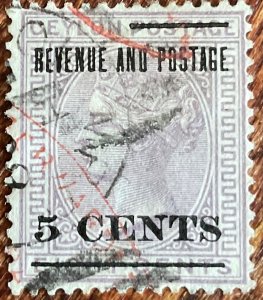 Ceylon #124 Used Overprint Surcharge Single Queen Victoria L21