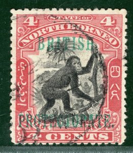 NORTH BORNEO QV Stamp 4c Protectorate Overprint (1901) Used{samwells} LIME118