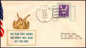 14 Oct 1944 WWII Patriotic Cover The Flag Shows That ..... Sherman 7543