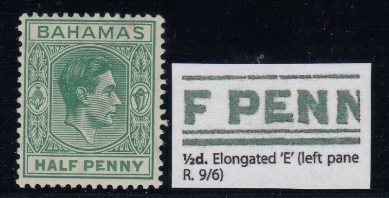 Bahamas, SG 149a, MLH Elongated E variety