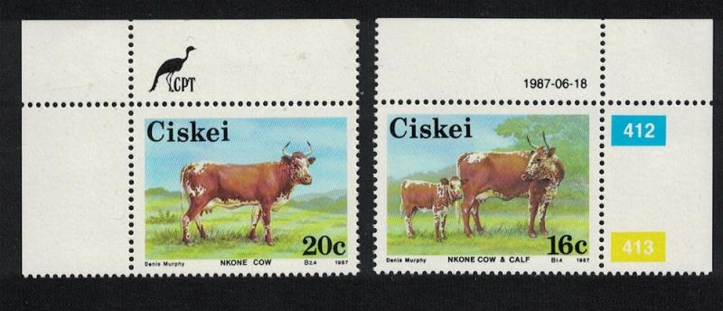 Ciskei Nkone Cattle 2v Top Corners SG#111=114