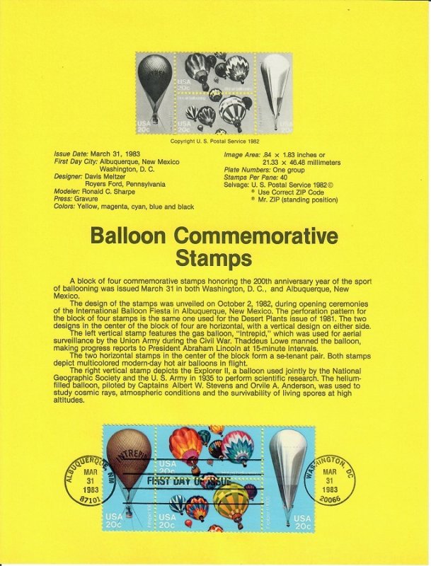 US SP607 Ballooning Souvenir Page #2035a