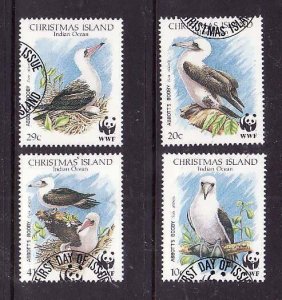 Norfolk Is-Sc#421a-d- id5-used WWF set-Birds-Parrots-1987-