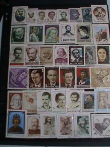 ​HUANGRY STAMP- WORLD FAMOUS PEOPLES-40 DIFFERENT USED STAMPS-CAT. $12  VF