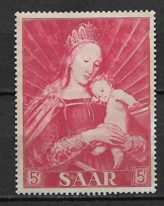 1954 Saar Sc250 5f Madonna and Child by Holbein unused/no gum