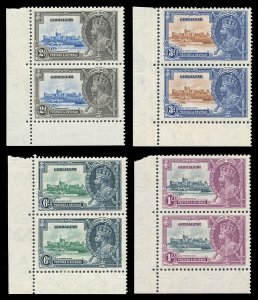 Gibraltar 1935 KGV Silver Jubilee set EXTRA FLAGSTAFF var VFM. SG 114a-117a.