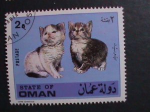 OMAN-LOVELY BEAUTIFUL CATS JUMBO LARGE STAMPS SET-VF WE SHIP TO WORLD WIDE