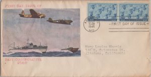 ZAYIX - US 935 FDC Navy Issue pair Vintage Magazine Cutout Cachet 121022SM38 