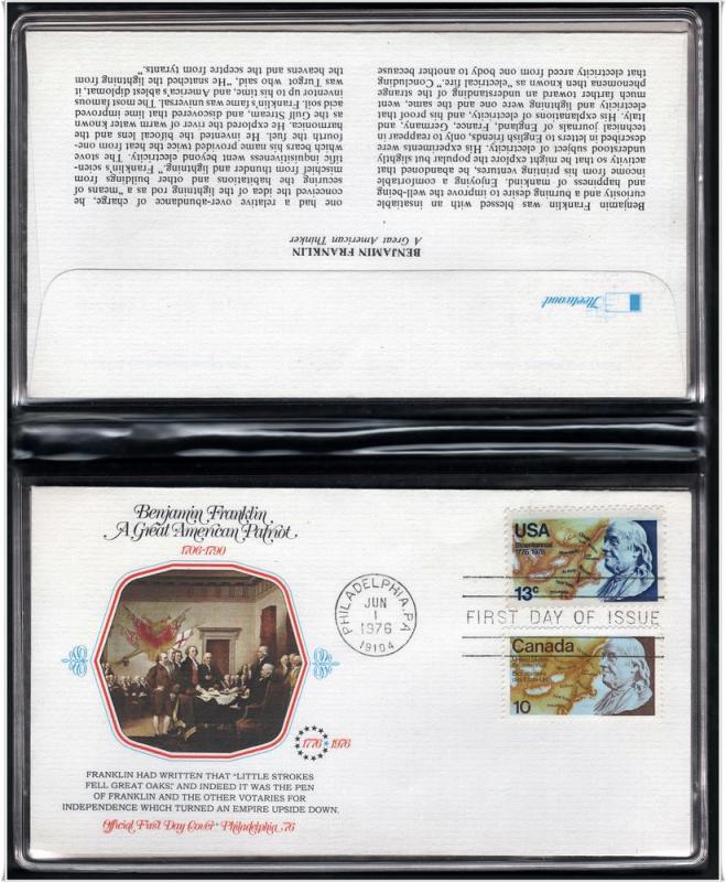 Ben Franklin Bicentennial First Day Covers (1976) Set of Six