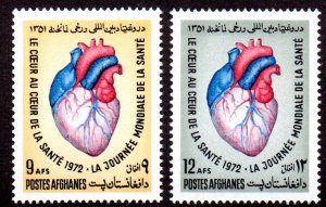 AFGANISTAN 855-6 MNH SCV $2.65 BIN $1.60 HEART