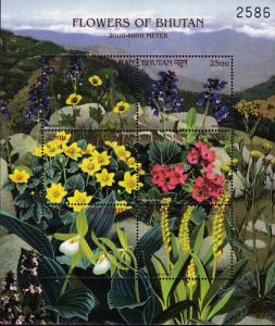 Bhutan 2000 FLOWERS Complete (6) 3 sheets of 6 + 3 Souvenir Sheets  VF/NH